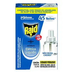 Repelente Elétrico Líquido Raid 45 Noites Refil de 32,9 ml