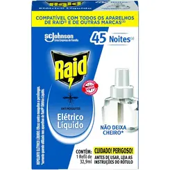 Repelente Raid Elétrico Líquido 45 Noites Refil com 32,9ml