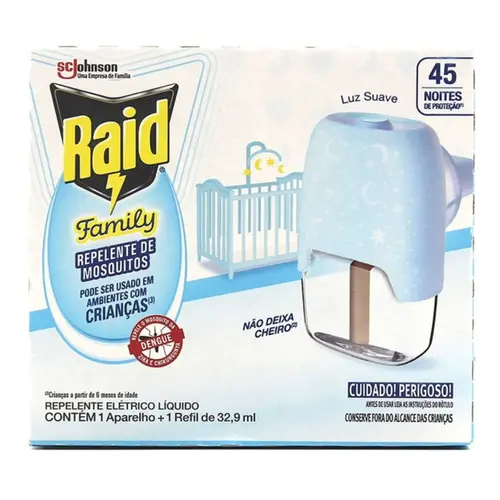 Repelente Raid Elétrico Family Aparelho + Refil 32,9ml
