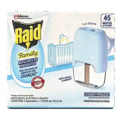 Repelente Raid Elétrico Family Aparelho + Refil 32,9ml