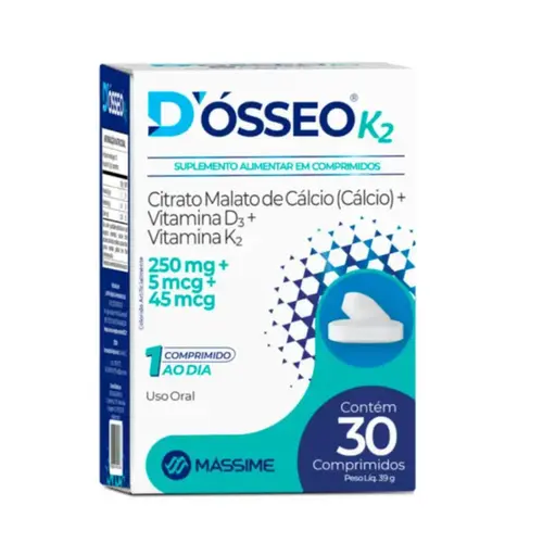 D’Osseo K2 600mg Cálcio D3 K2 30 Comprimidos