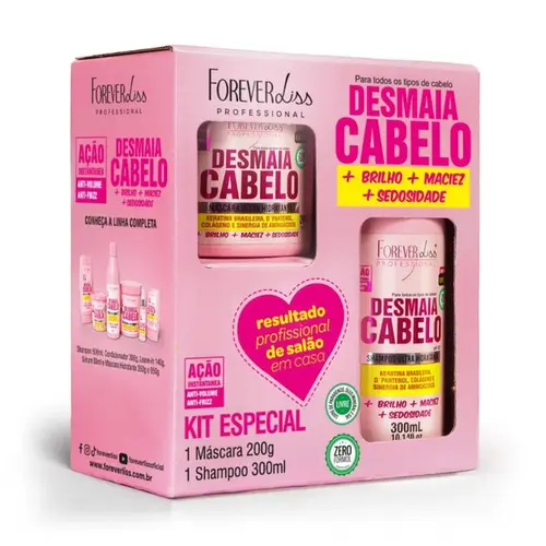 Kit Forever Liss Desmaia Cabelo Shampoo 300ml + Máscara 200g