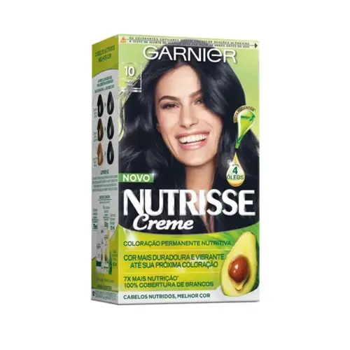 Tinta de Cabelo Garnier Nutrisse Creme Preto Onix 10