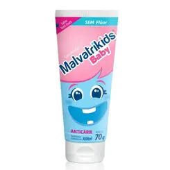 Pasta de Dente Infantil Bebê Malvatrikids 70g Sem Flúor Tutti-Frutti
