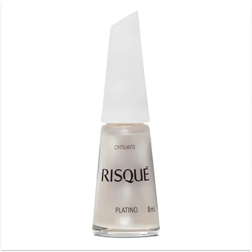 Esmalte Risqué Branco Cintilante Platino 8ml