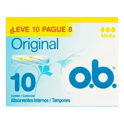 Absorvente Ob Original Médio Leve 10 Pague 8