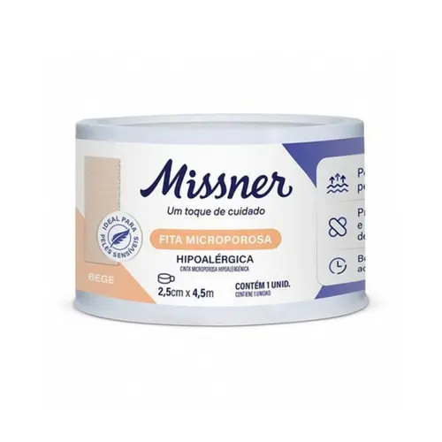 Fita Cirúrgica Microporosa Bege Missner 2,5cm x 4,5m