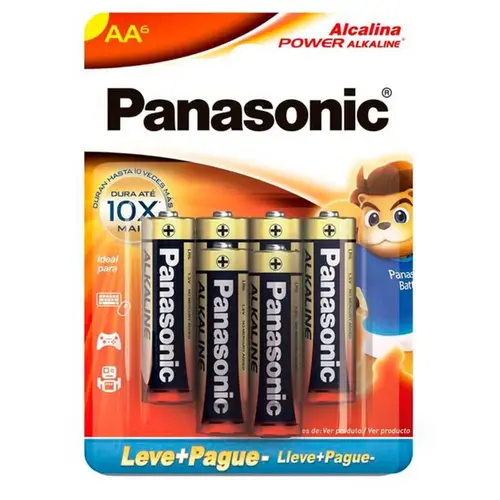 Pilha Panasonic Alcalina AA Leve 6 Pague 5 Unidades