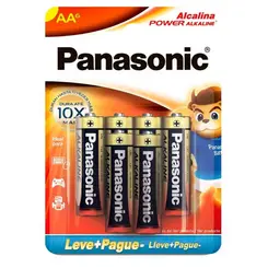 Pilha Panasonic Alcalina AA Leve 6 Pague 5 Unidades