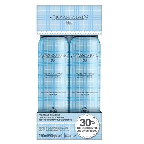Kit Desodorante Aerossol Giovanna Baby Blue Com 2 Unidades 150ml Cada