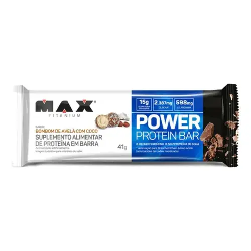 Power Protein   Max Titanium Barra de Avelã Com Coco 41g