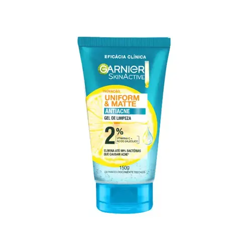 Gel de Limpeza Facial Garnier Uniform & Matte Antiacne Antioleosidade 150g