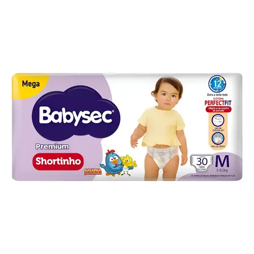 Fralda Babysec Galinha Pintadinha Shortinho Mega Tam M 30 unidades