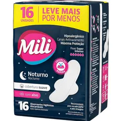 Absorvente Mili Noturno com Abas Cobertura Suave com 16 unidades