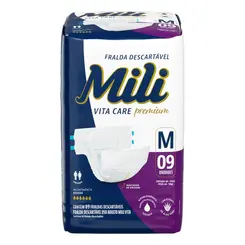 Fralda Adulto Mili Vita Tamanho M c/ 9 unid