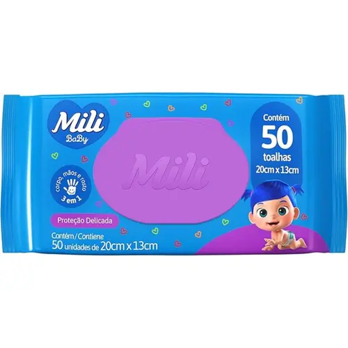 Toalha Umedecida Mili 50un