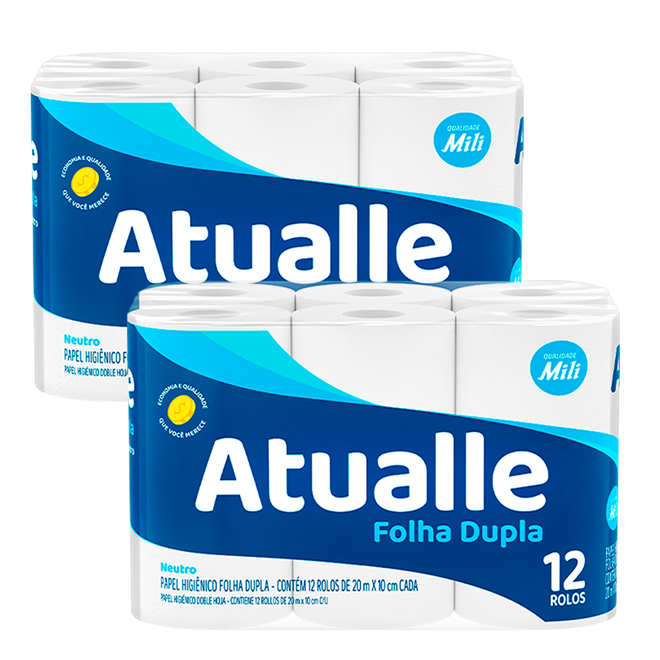 Papel Higiênico Atualle Max Folha Dupla 12 und - Kit 2 unidades - Papel ...