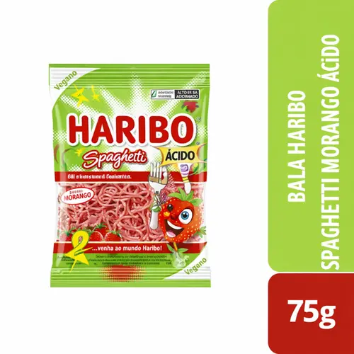 Bala  Vegana Haribo Spaghetti Morango 75g