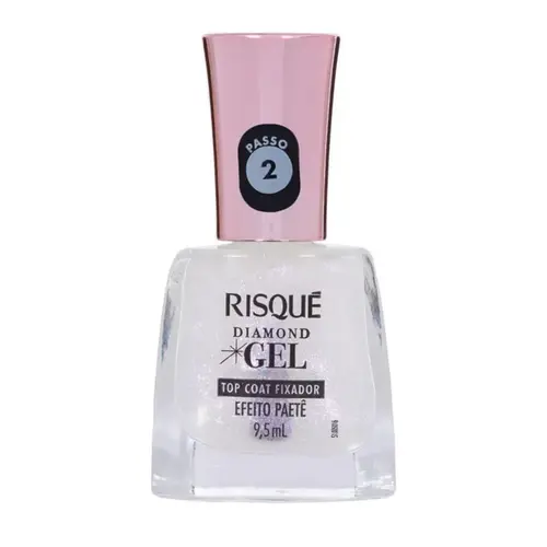 Esmalte Risqué Diamond Gel Top Coat Efeito Paetê 9,5ml