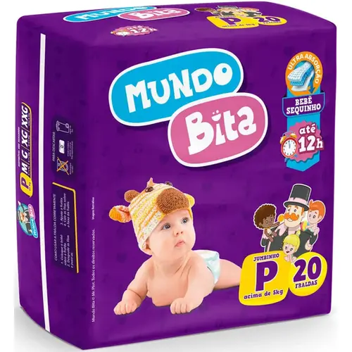 Fralda Mundo Bita Jumbinho Tamanho P 20 unidades