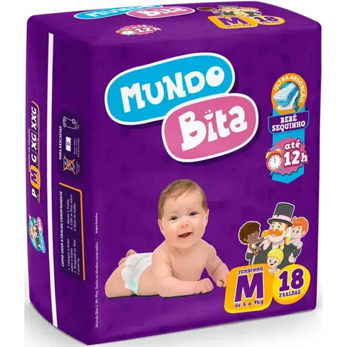 Fralda Descartável Mundo Bita Jumbinho M 18 unidades
