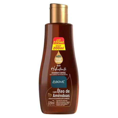 Óleo Hidratante Corporal Above Amêndoas Leve 220ml Pague 200ml