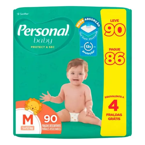 Fralda Personal Baby Protect & Sec M 90un