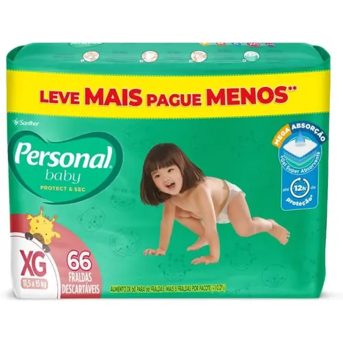 Fralda Personal Baby Protect & Sec XG 66un