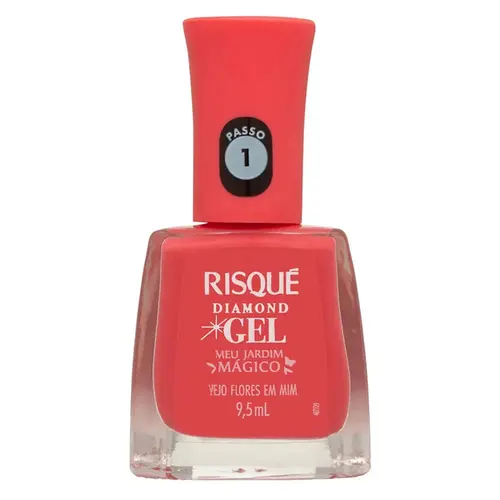 Esmalte Coral Cremoso Risqué Diamond Gel Meu Jardim Mágico Vejo Flores em Mim 9,5ml