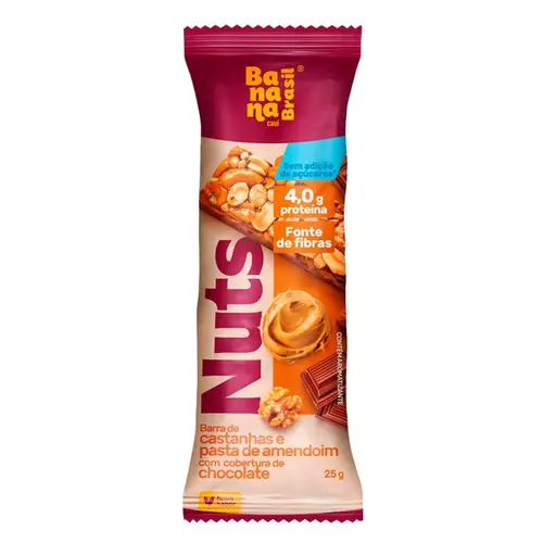 Barra Nuts Banana Brasil Pasta de Amendoim 25g