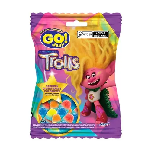 Bala Gelatina Go Jelly Trolls Sortido 70g