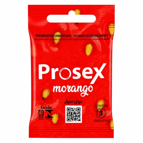 Preservativo Morango Aroma & Sabor Premium Prosex 3 unidades