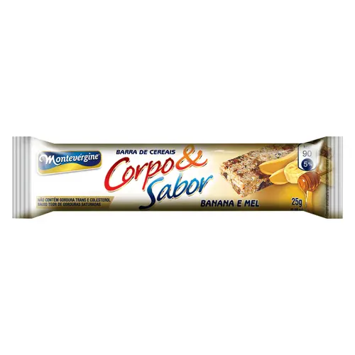 Barra Cereal Montevergine Corpo & Sabor Banana e Mel 25g