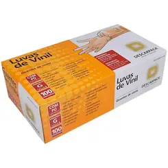 Luva de Vinil Descarpack Transparente com Pó Tamanho G  100 unidades
