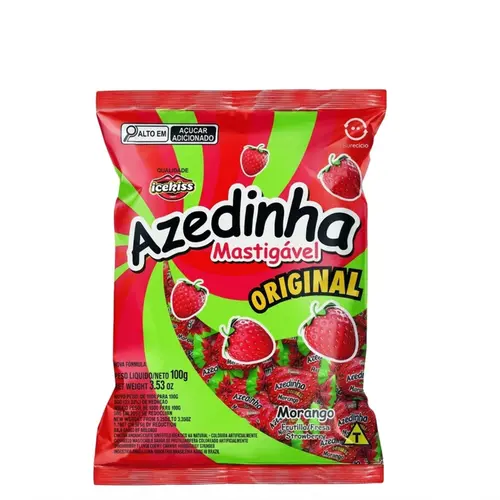 Bala Azedinha Mastigável Morango com 10 unidades 100gr