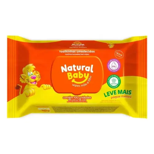 Lenços Umedecidos Natural Baby 19x13cm 100 Unidades