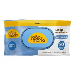 Lenço Umedecido João e Maria Sem Fragrância 90 unidades