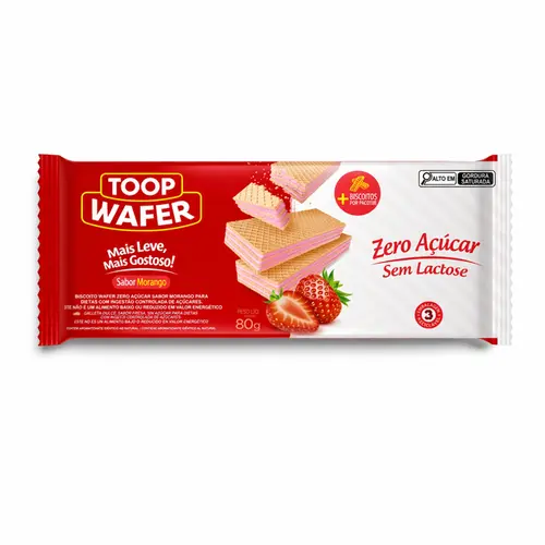 Biscoito Toop Wafer Morango Zero Açúcar 78g