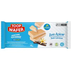 Biscoito Toop Wafer Zero Açúcar Sem Lactose Sabor Baunilha 78g