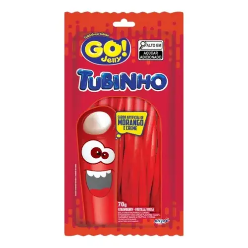 Bala Gelatina Morango Go Jelly Tubo 70g