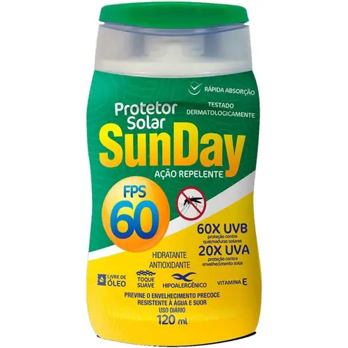 Protetor Solar e Repelente Sunday FPS 60 120ml