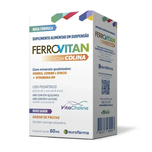 FerroVitan com Colina Pediátrico Suspensão 60ml + Seringa Dosadora