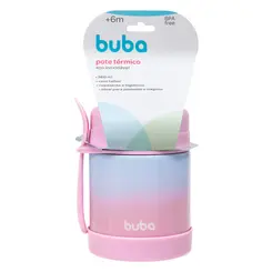 Pote Térmico Buba Inox com Talher Degradê Rosa 320ml