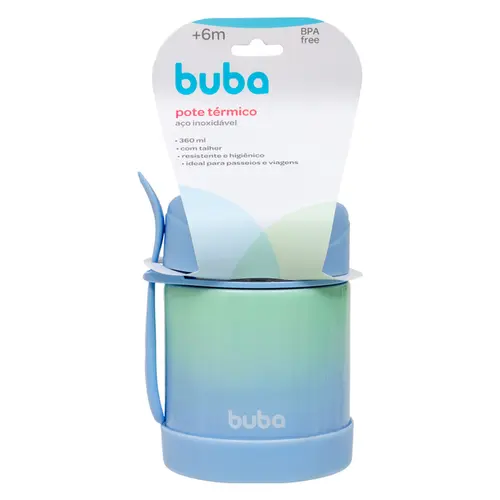 Pote Térmico Buba Inox com Talher Degradê Azul 320ml
