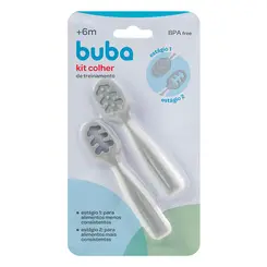 Kit 2 Colheres de Treinamento Autoalimentao 6m+ Buba Cinza