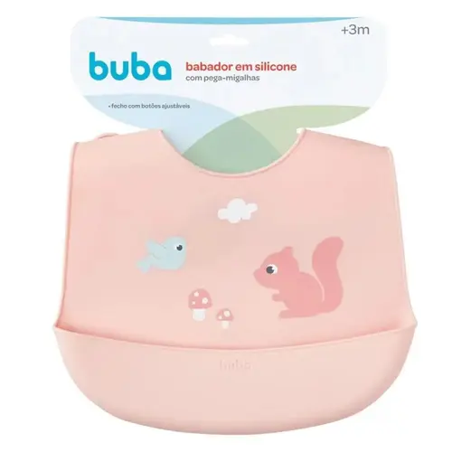 Babador de Silicone Buba Com Pega Migalhas Cloudy Esquilo