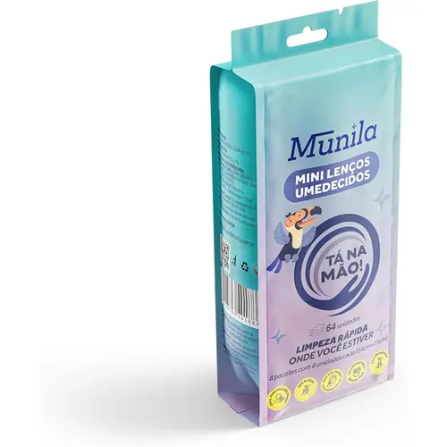 Mini Lenços Umedecidos Munila Tá na Mão 8 unidades