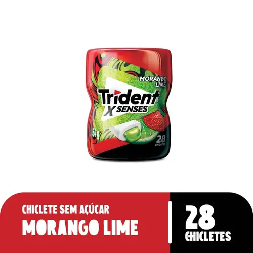 Chiclete Trident X Senses Sabor Morango Lime Sem Açúcar 54g