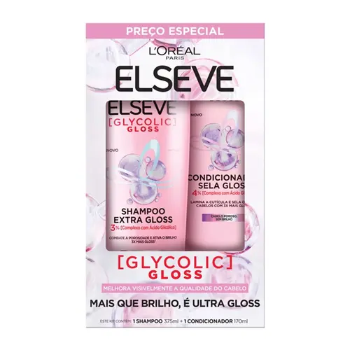 Kit Elseve Glycolic Gloss Shampoo 375ml + Condic. 170ml