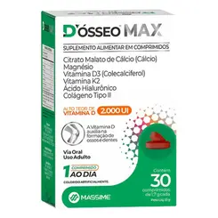 Dosseo Max Magnésio Cálcio Colágeno 30 Comprimidos Sem Sabor